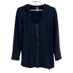 XCVI Cotton Hooded Zip Up Sweater Vneck